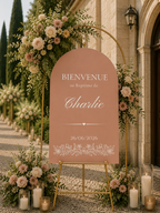 Panneau bienvenue bapteme arche terracotta | Ange