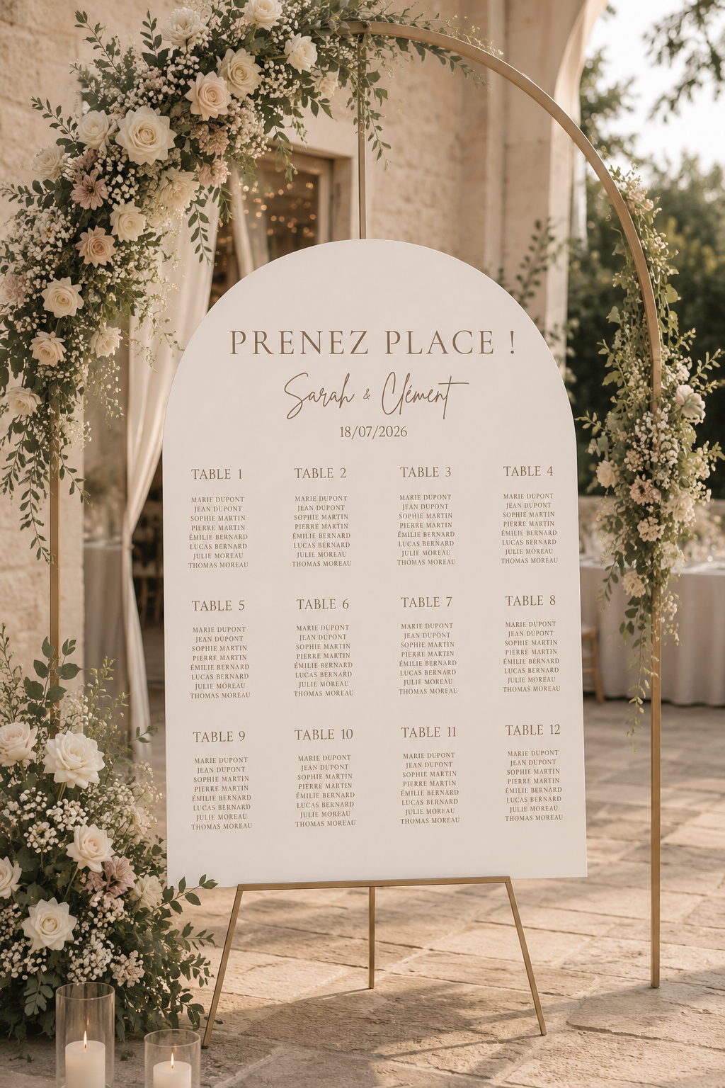 Plan de table mariage arche beige | Brittany