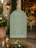Grand panneau menu de mariage arche vert sauge | Elya
