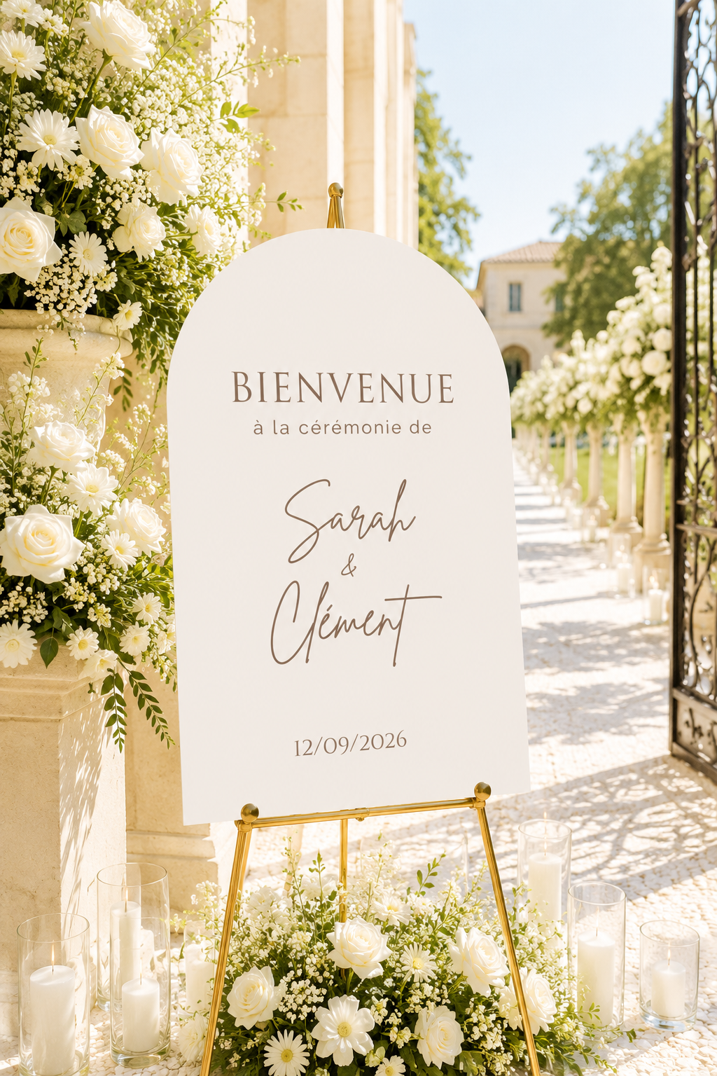 Panneau bienvenue mariage arche beige | Brittany