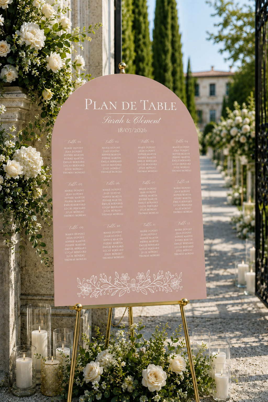 Plan de table mariage arche nude rosé | Elya