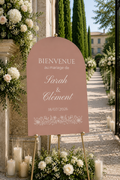 Panneau bienvenue mariage arche nude rosé | Elya