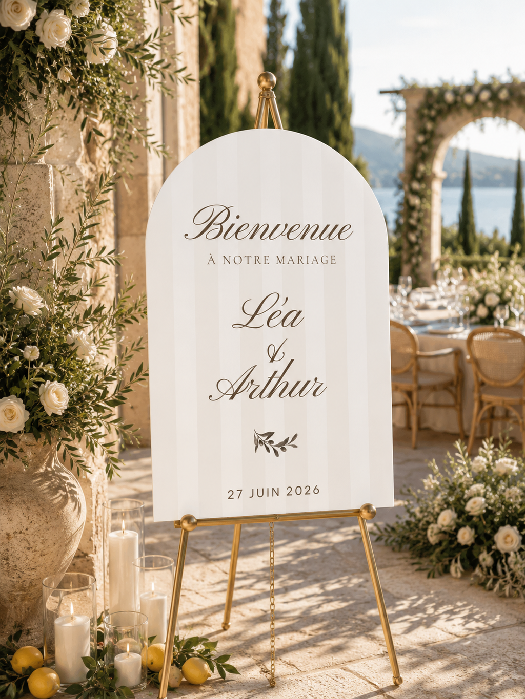 Panneau bienvenue mariage blanc casse | Dolce Vita