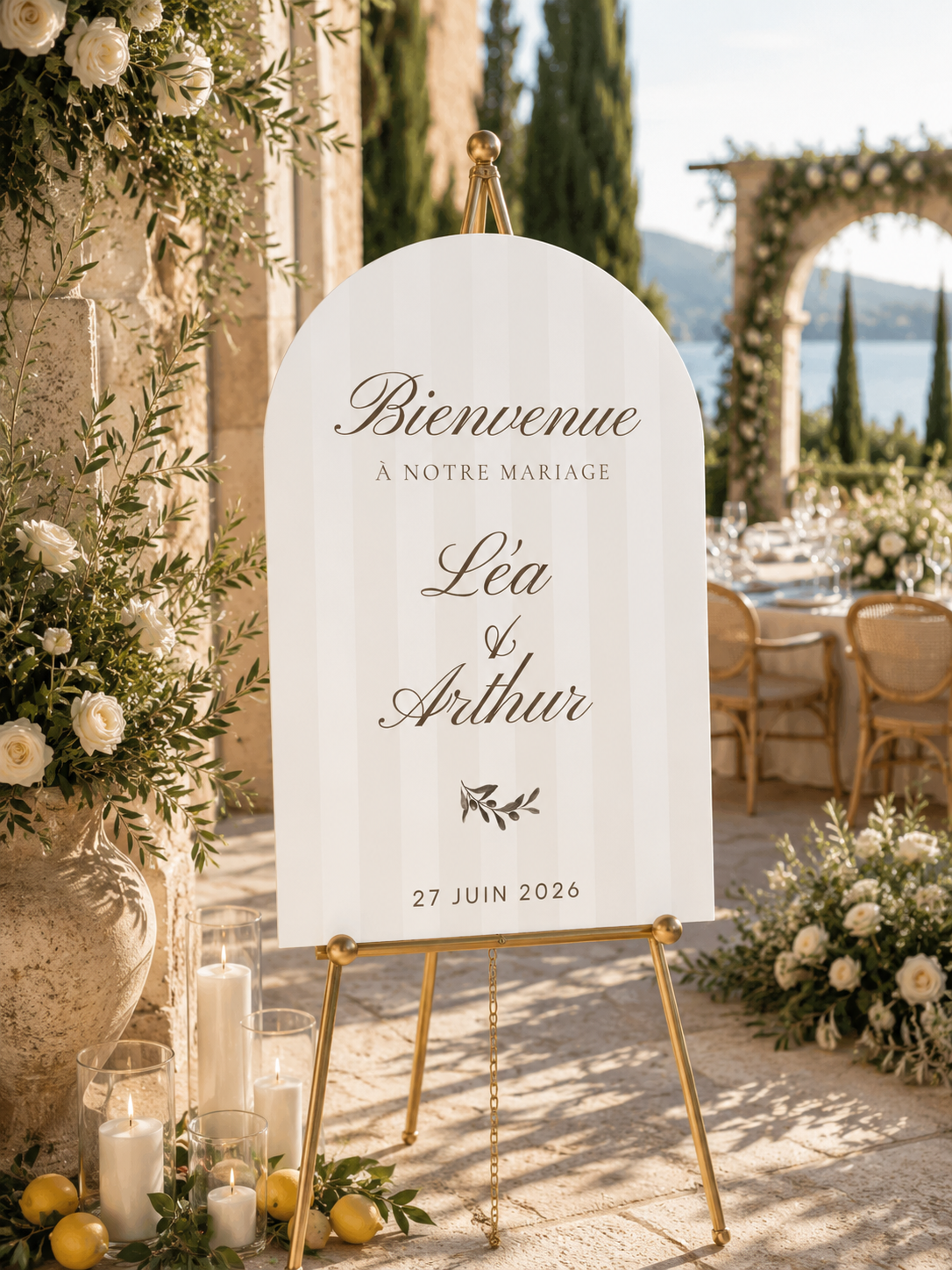Panneau bienvenue mariage blanc casse | Dolce Vita