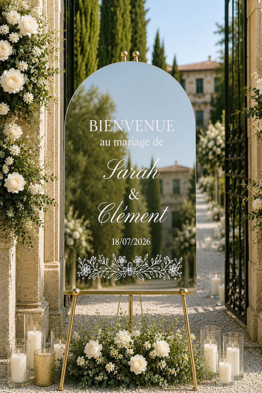 Miroir de Bienvenue Mariage Personnalisé | Collection Signature Maison Elya
