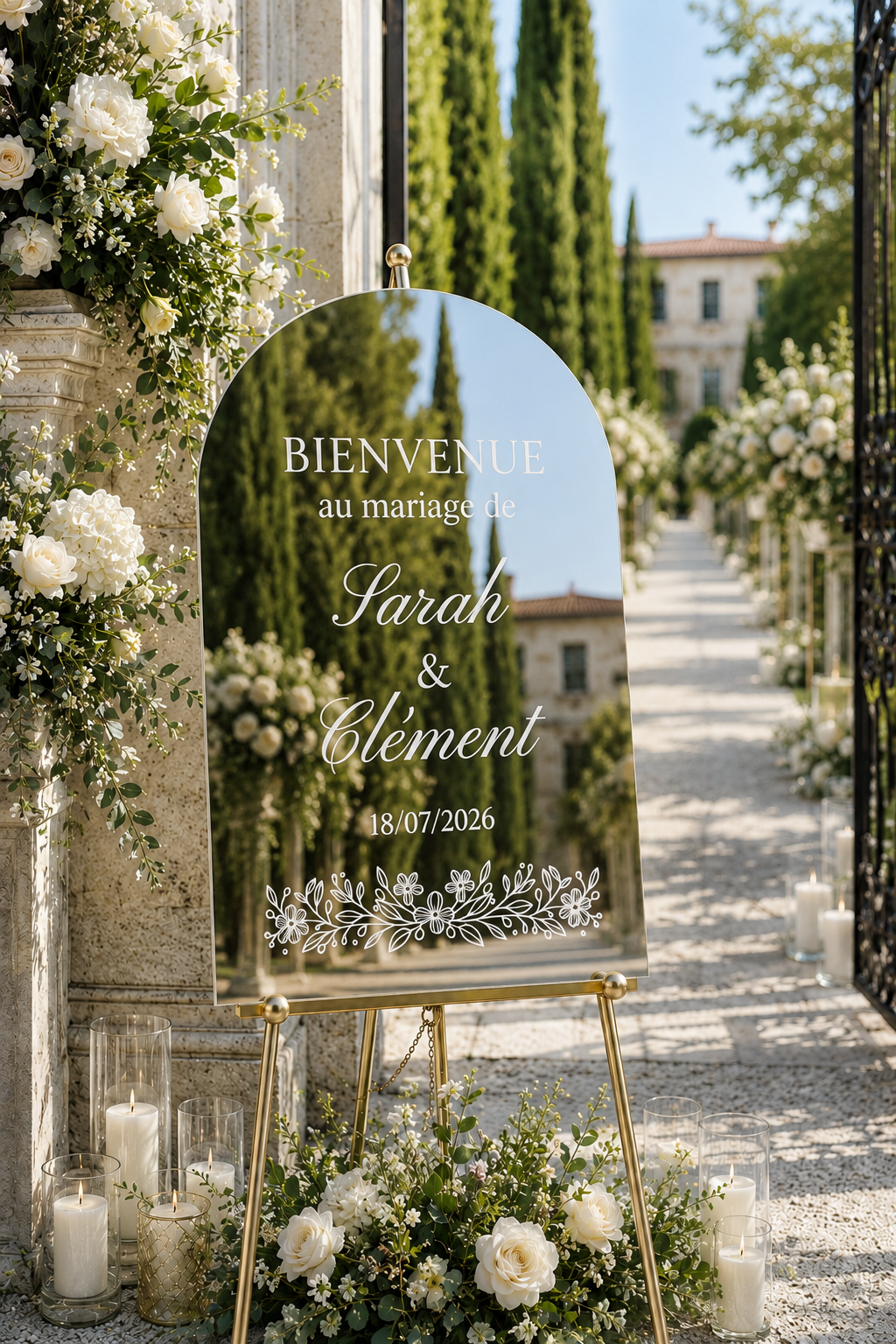 Miroir de Bienvenue Mariage Personnalisé | Collection Signature Maison Elya