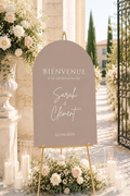 Panneau bienvenue mariage arche moka latte | Brittany