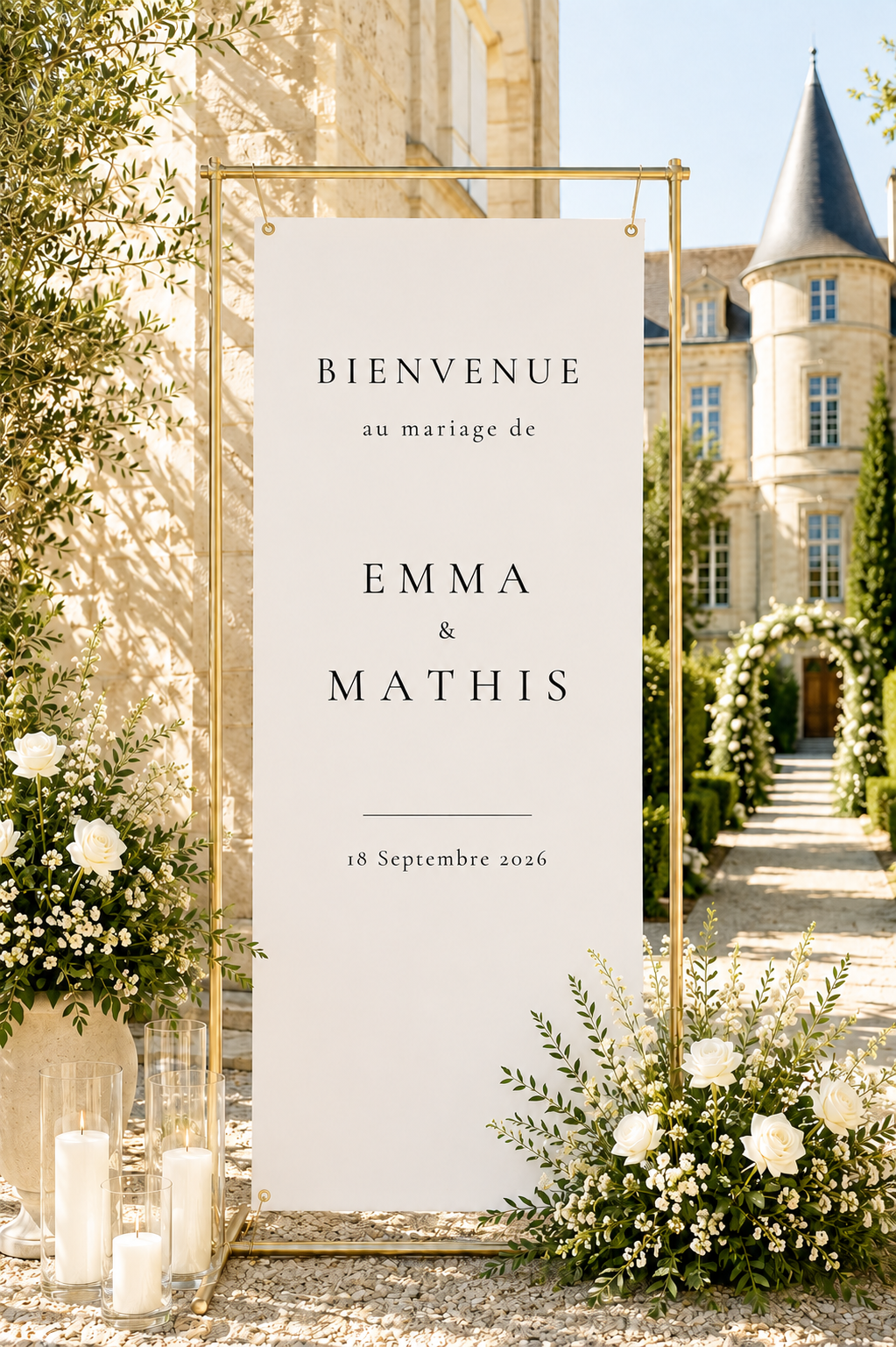 Bannière de bienvenue mariage personnalisée | Emma