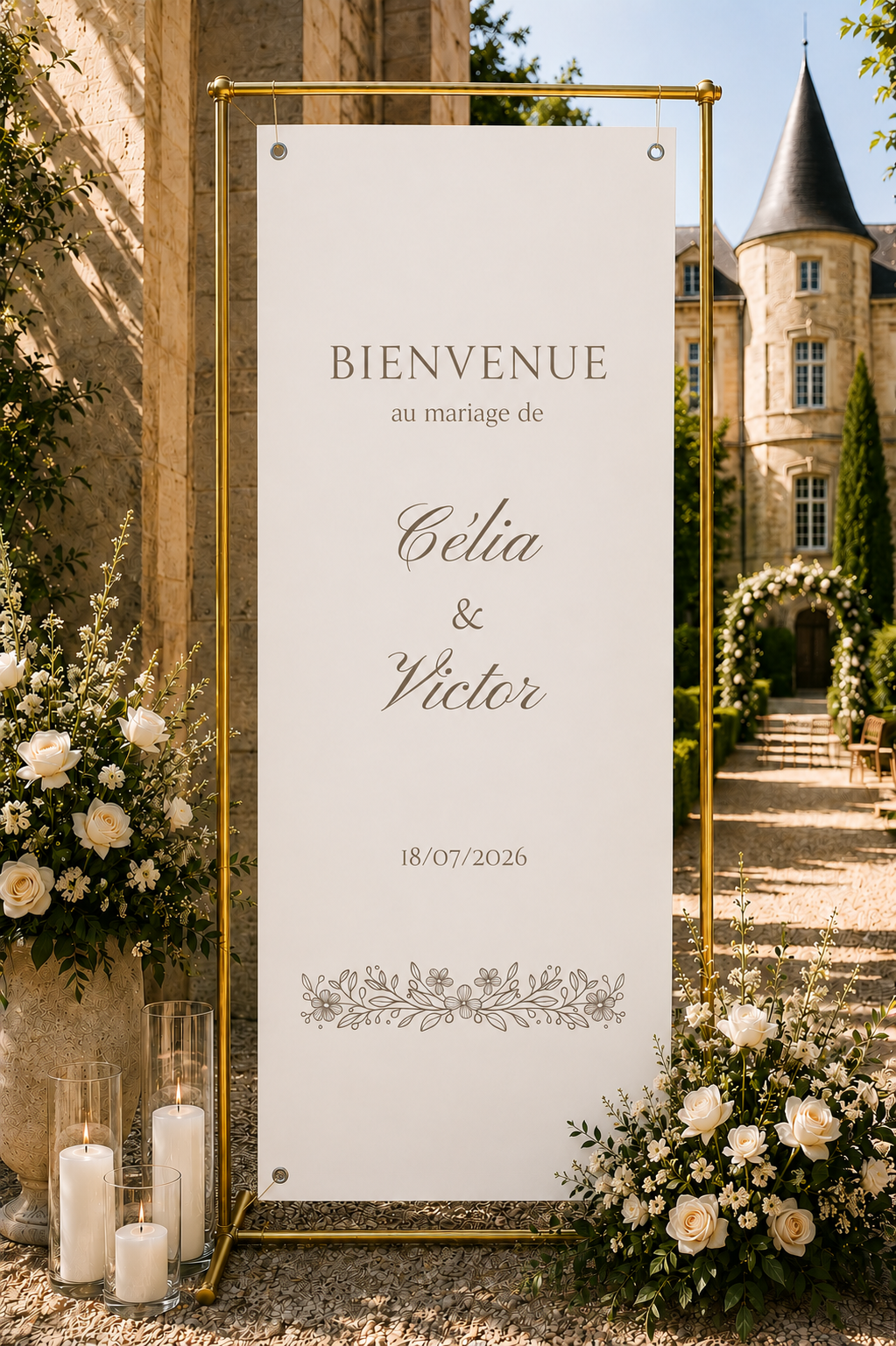 Bannière de bienvenue mariage personnalisée initiales | Elya