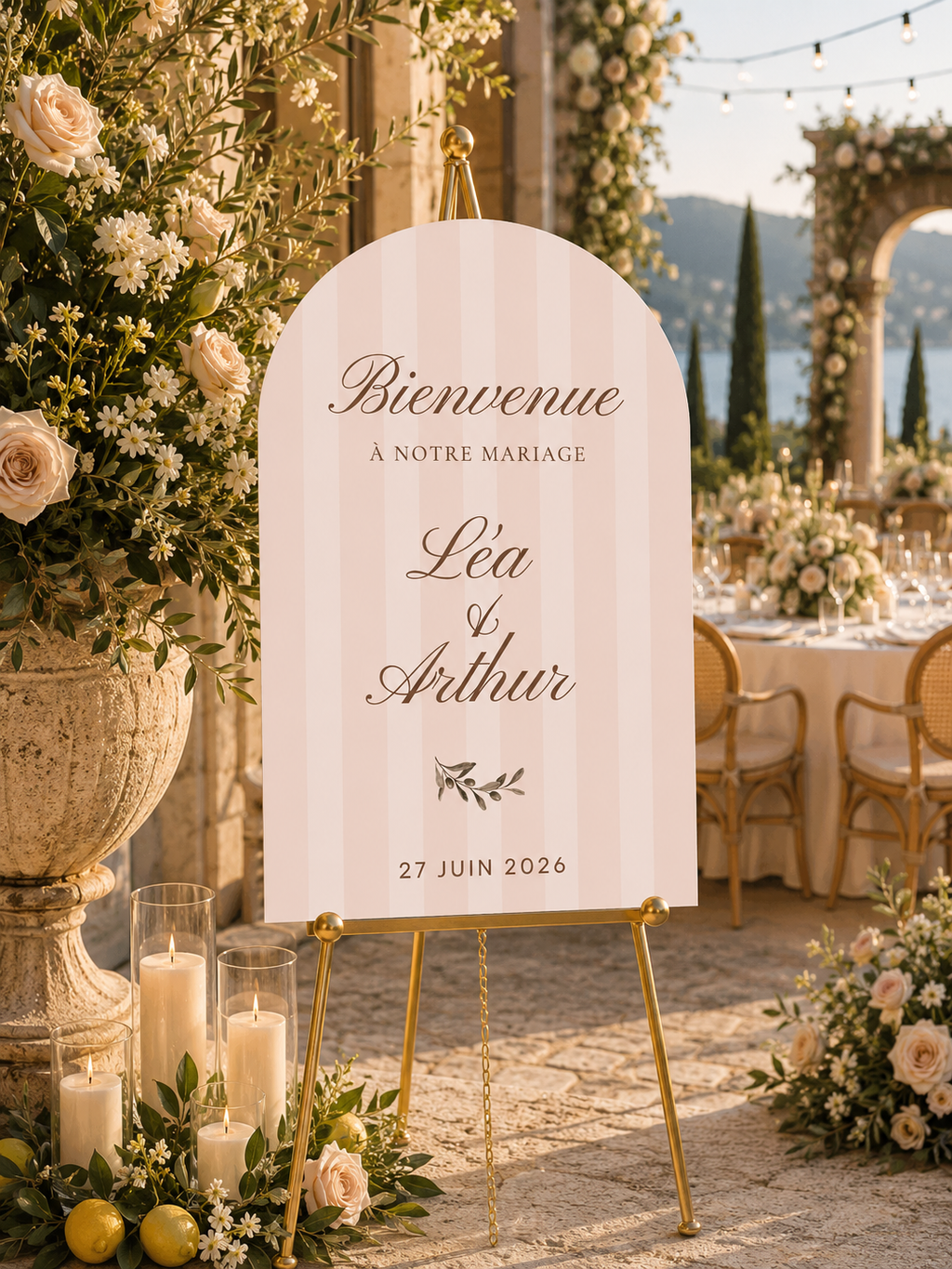 Panneau bienvenue mariage rose | Dolce Vita