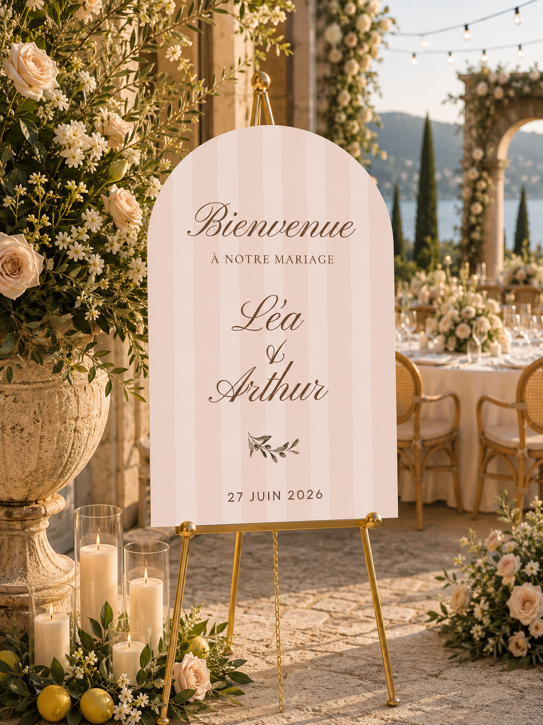 Panneau bienvenue mariage rose | Dolce Vita