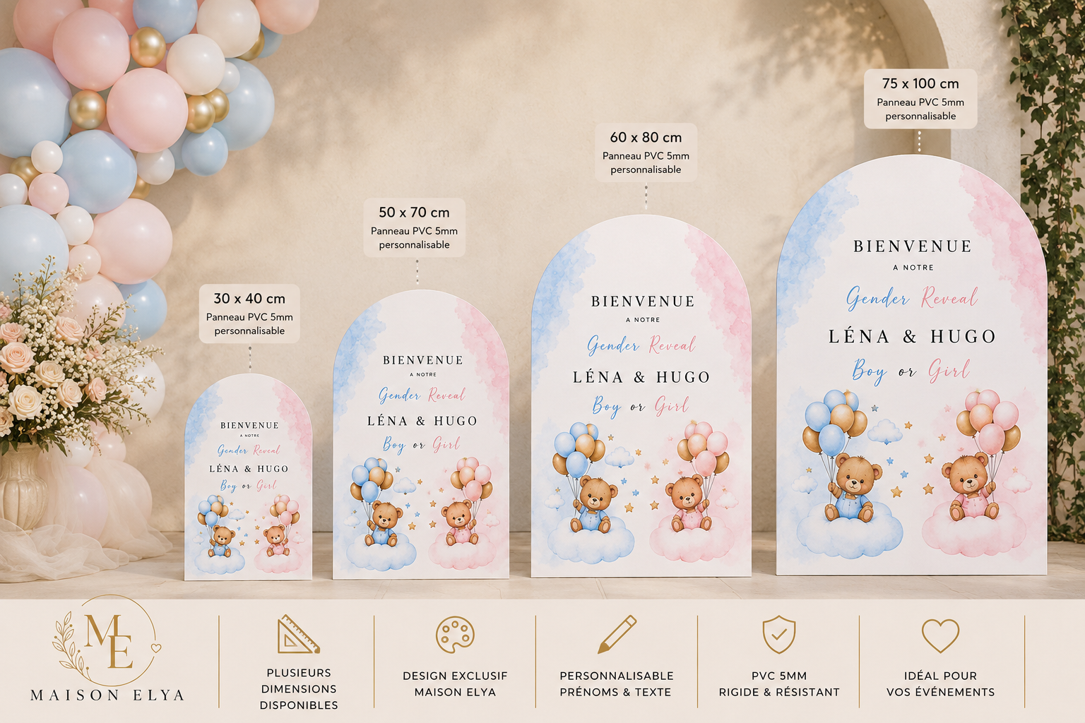 Panneau bienvenue personnalisé gender reveal  | fille ou garçon