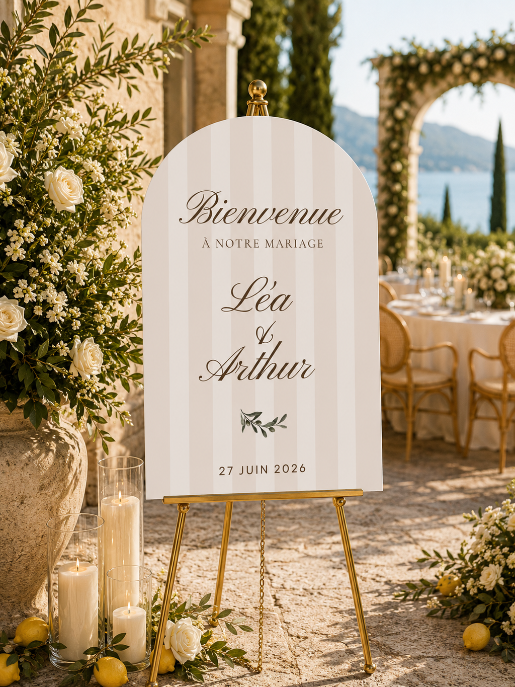 Panneau bienvenue mariage taupe | Dolce Vita