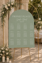 Plan de table mariage arche vert sauge | Brittany