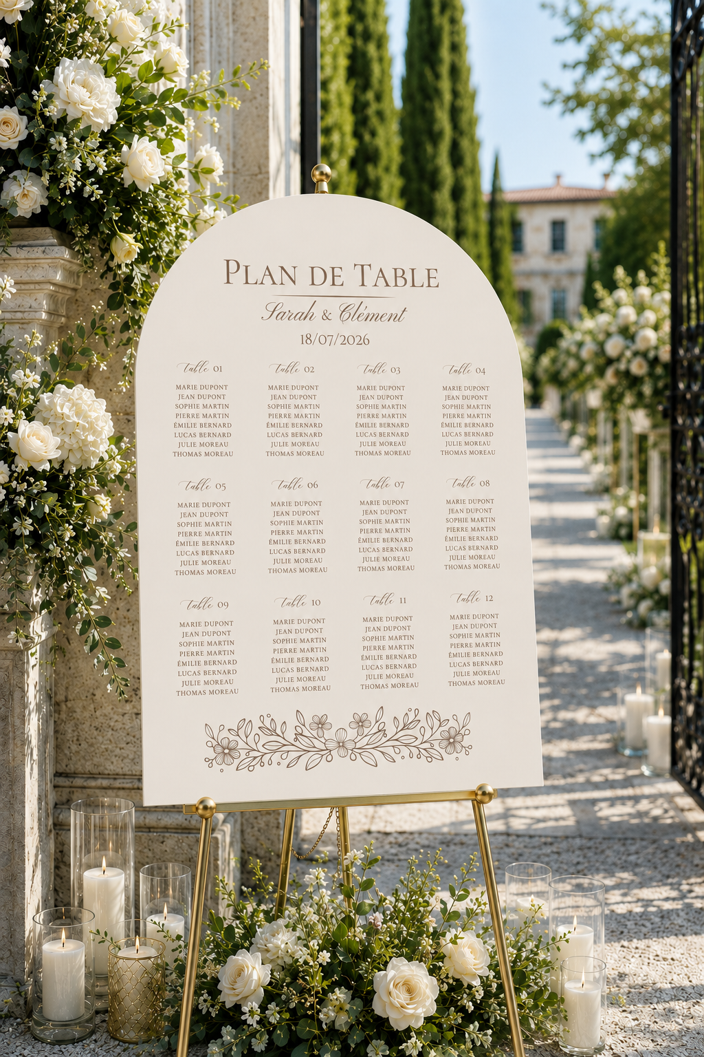 Plan de table mariage arche beige | Elya
