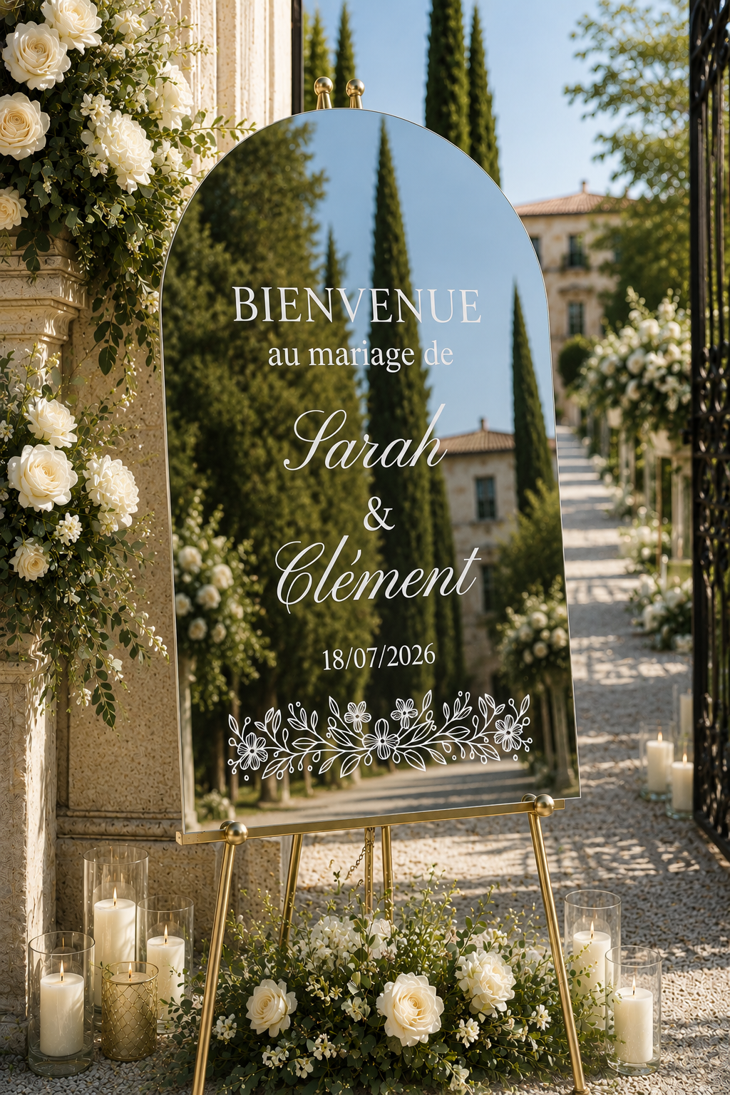 Miroir de Bienvenue Mariage Personnalisé | Collection Signature Maison Elya