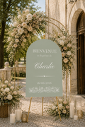 Panneau bienvenue bapteme arche vert sauge | Ange