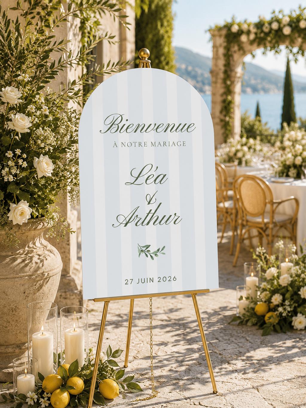 Panneau bienvenue mariage bleu ciel | Dolce Vita