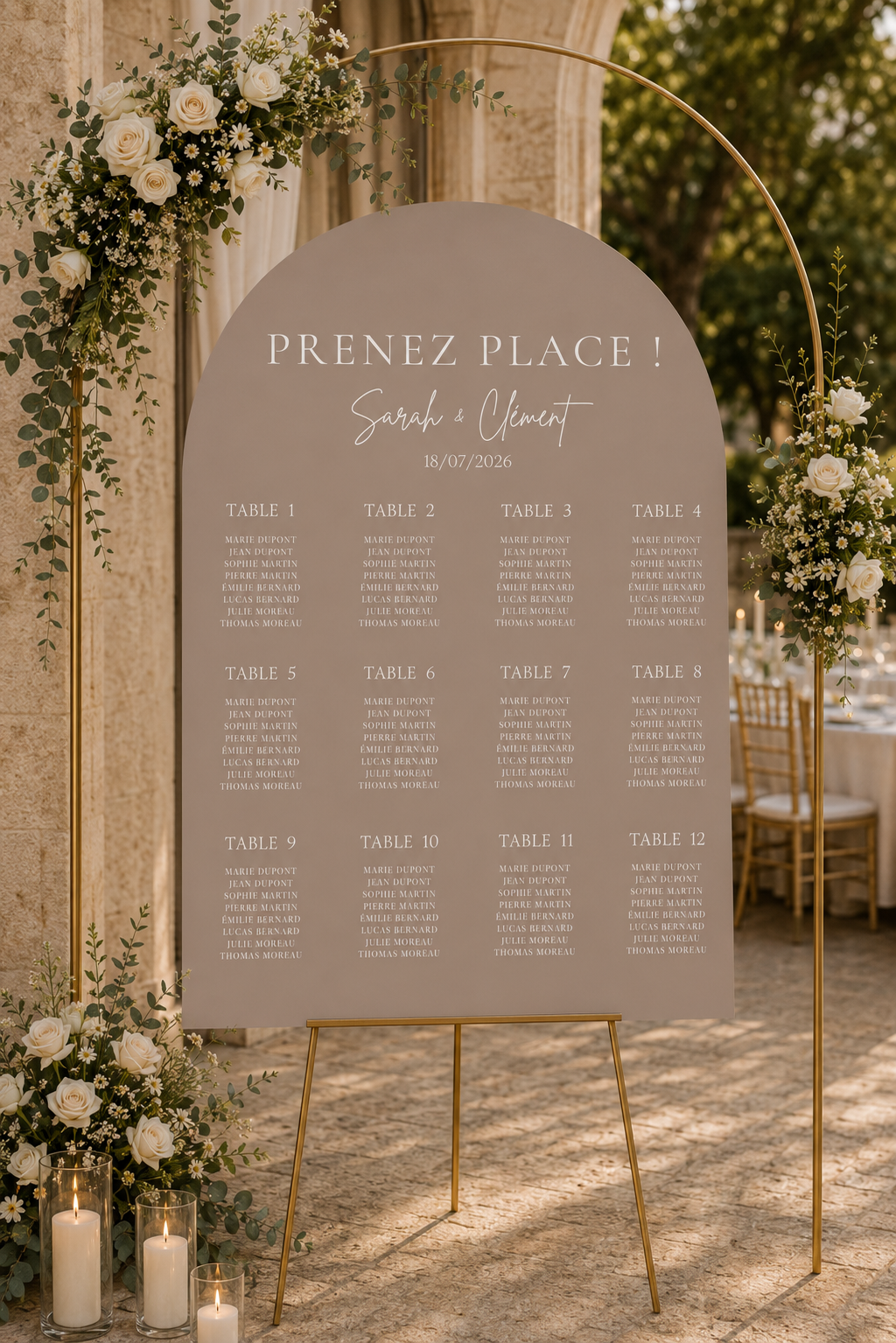 Plan de table mariage arche moka latte | Brittany
