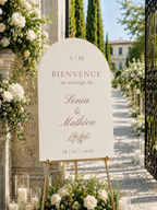 Panneau bienvenue mariage arche beige | Alma