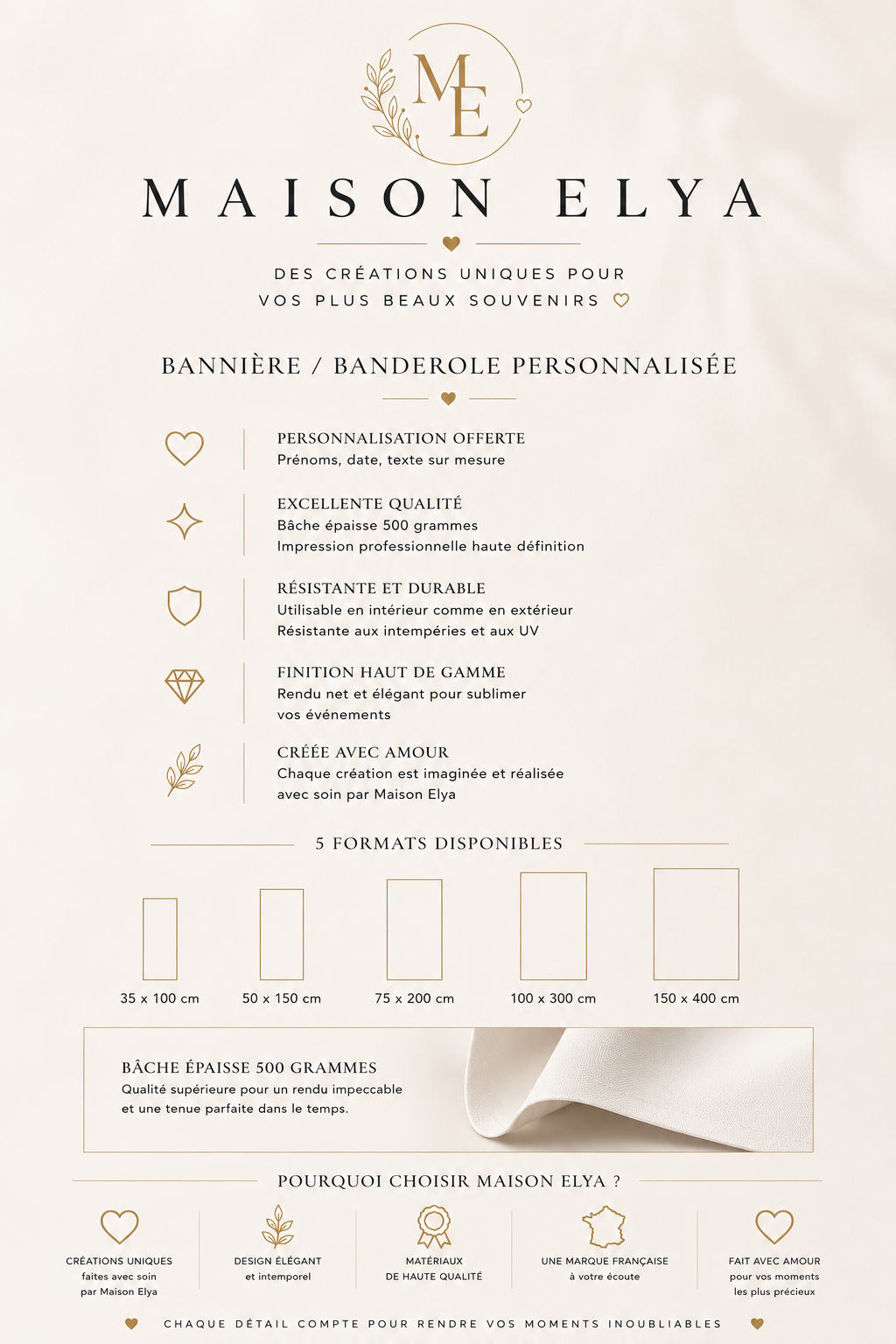 Bannière de bienvenue mariage personnalisée | Emma